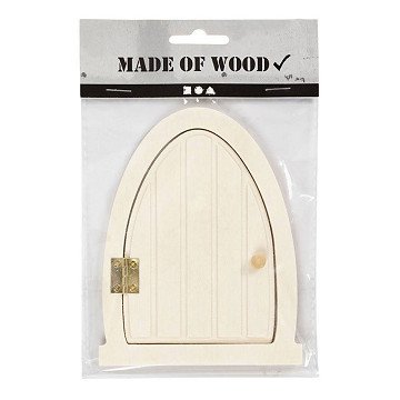 Wooden Miniature Door with Hinges, 13x10cm