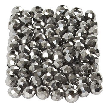 Faceted Beads Metallic Gray, 100pcs.