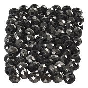 Faceted Beads Metallic Black, 100pcs.