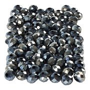 Faceted Beads Metallic Black, 100pcs.