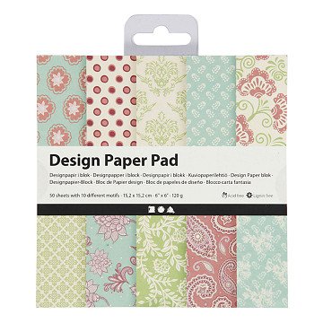 Design Papierblok Mint Groen/Paars, 50 Vellen