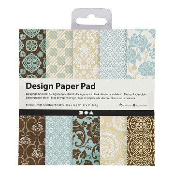 Design Paper Block Light Blue/Brown, 50 Sheets