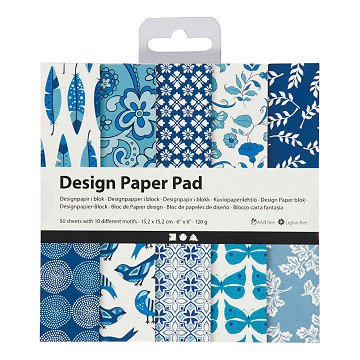 Designpapierblock Blau, 50 Blatt