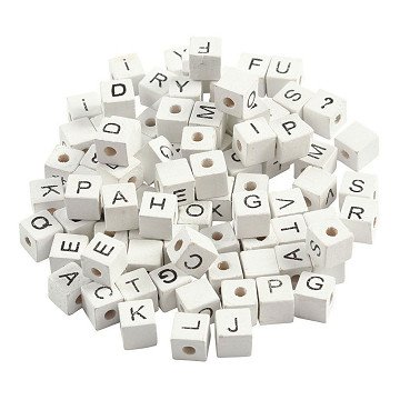 Buchstabenperlen Weiß A-Z, 92 Stück.