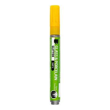 Glass and Porcelain Pen Glitter Semi-Opaque - Yellow