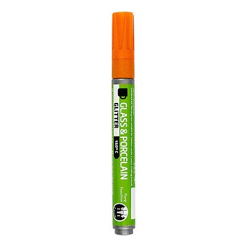 Glass and Porcelain Pen Glitter Semi-Opaque - Orange