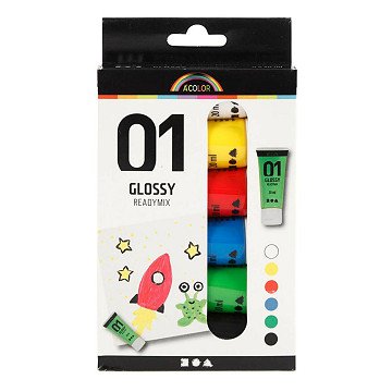 Acrylic Paint for Kids Glossy Standard Colors, 6x20ml