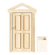 Minitür und Briefkasten aus Holz.
