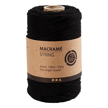 Macrame Koord Zwart, 198m