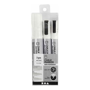 Kreidemarker Weiß, 3 Stk.