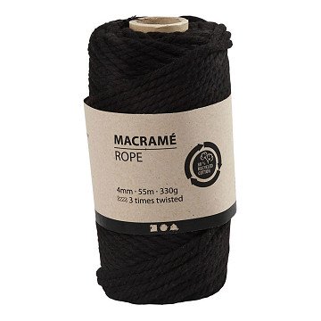 Macrame Cord Black, 55m