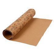 Faux Leather Paper Brown with Floral Print, 1m