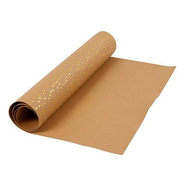 Faux Leather Papier Bruin met Stippen, 1m