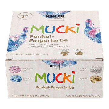 Mucki Finger Paint Metallic Blue/Gold/Pink/Silver, 4 pcs.