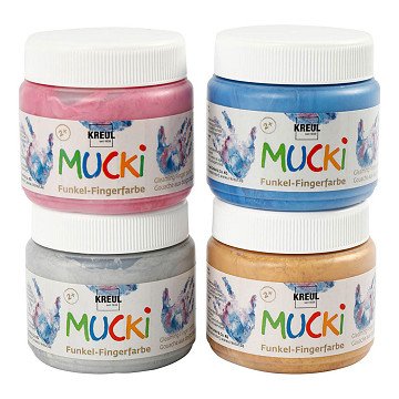 Mucki Fingerfarbe Metallic Blau/Gold/Pink/Silber, 4-tlg.