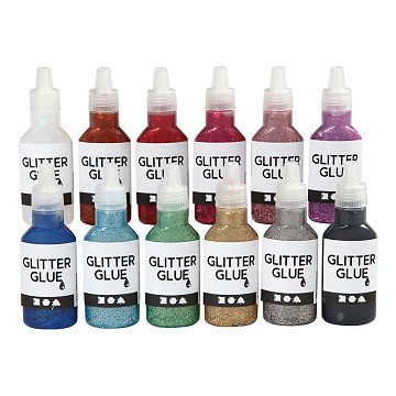 Glitter Glue Various Colors, 12x25ml