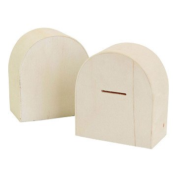 Wooden Money Box with Half Round 10x9cm, 12 pcs.