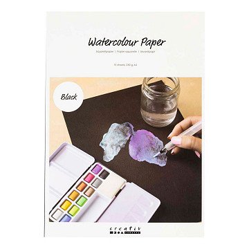 Watercolor paper A4 230g - Black 15 pcs.