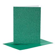 Cards and Envelopes 10.5x15cm Glitter Green - 4 pcs.