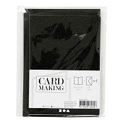 Karten und Umschläge 10,5 x 15 cm Glitzer Schwarz - 4 Stück.