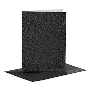Cards and Envelopes 10.5x15cm Glitter Black - 4 pcs.