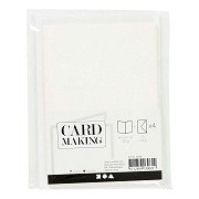 Karten und Umschläge 10,5 x 15 cm Glitzerweiß - 4 Stück.