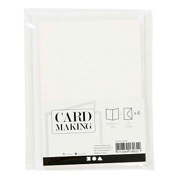 Kaarten en Enveloppen 10,5x15cm Glitter Wit - 4st.