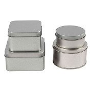 Runde und quadratische Dosen - 4 Stück.