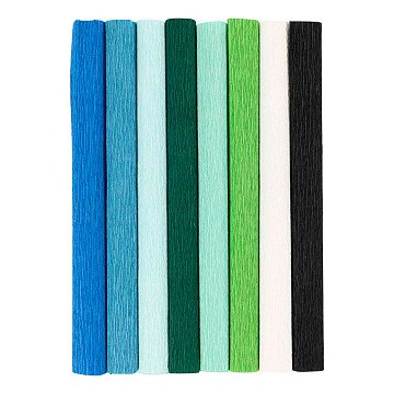 Crepepapier Blauw en Groen Harmonie - 8st.