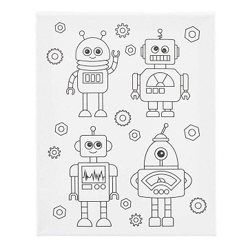 Schildercanvas met Print Robots - 24x30cm