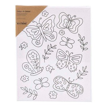 Painting canvas with print butterflies - 24x30cm
