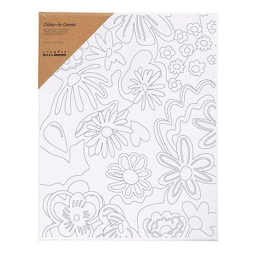 Painting canvas with flower print - 24x30cm