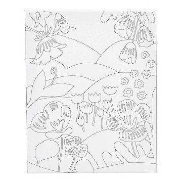 Schildercanvas met Print Bloemenlandschap - 24x30cm