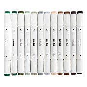 Drawing Pen Line Width 1+8mm Natural Colors - 12 pcs.