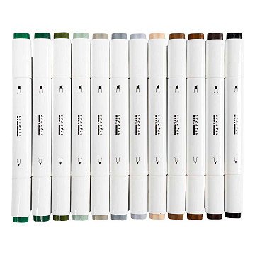 Bleistiftlinienbreite 1+8 mm, Naturfarben - 12 Stück.