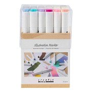 Drawing Pen Line Thickness 1+8mm Pastel Colors - 24 pcs.