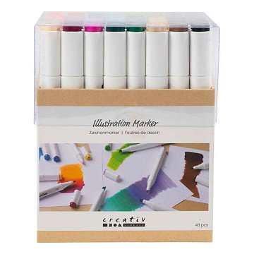 Tekenstift Lijndikte 1+8mm Standaardkleuren - 48st.