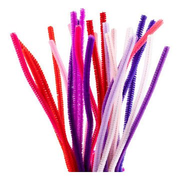 Chenille 6 mm x 30 cm Lila und Rosa Harmonie - 25 Stück.