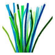 Chenille 6 mm x 30 cm Grün und Türkis Harmonie - 25 Stück.