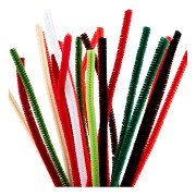 Chenille 6 mm x 30 cm Weihnachtsfarben - 25 Stück.