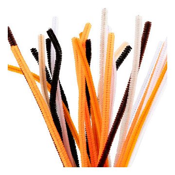 Chenille 6 mm x 30 cm Halloween-Farben - 25 Stück.