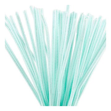 Chenille 6mm x 30cm Light Turquoise - 50pcs.