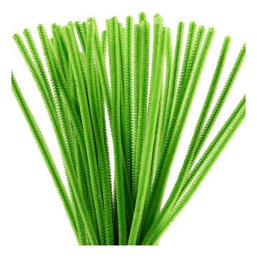 Chenille 6mm x 30cm Lime Green - 50pcs.