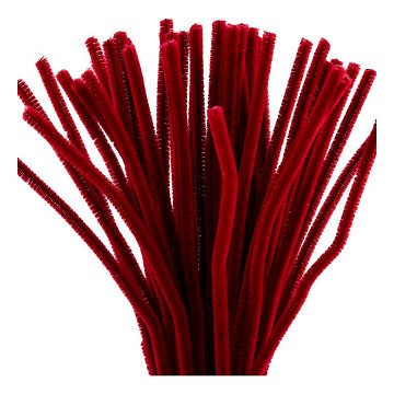 Chenille 6mm x 30cm Donkerrood - 50st.