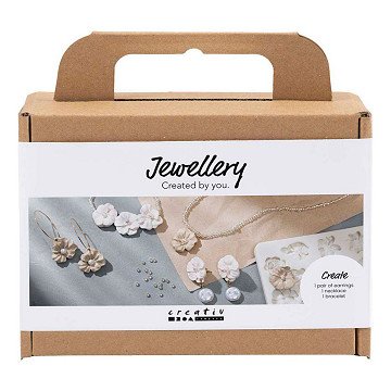 Mini-Hobby-Schmuckset: Ohrringe, Armband und Halskette im Blumendesign