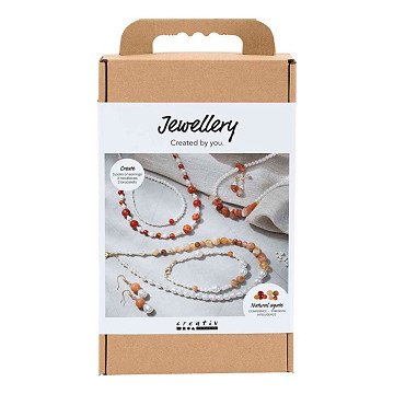 Hobbyset Schmuck Beige Gebranntes Orange Weiß Perlmutt