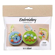 Mini Hobbyset Gezichtjes Borduren Blauw en Groen