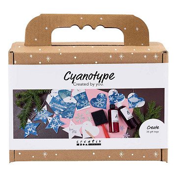 Mini Hobbyset Cyanotypie Geschenklabels blauw en Zilver