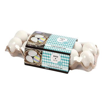 Kunststof Eieren in Eierdoos 6cm - 12st.