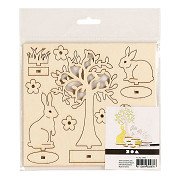 DIY Houten Figuren Hazen, Boom en Paddestoelen